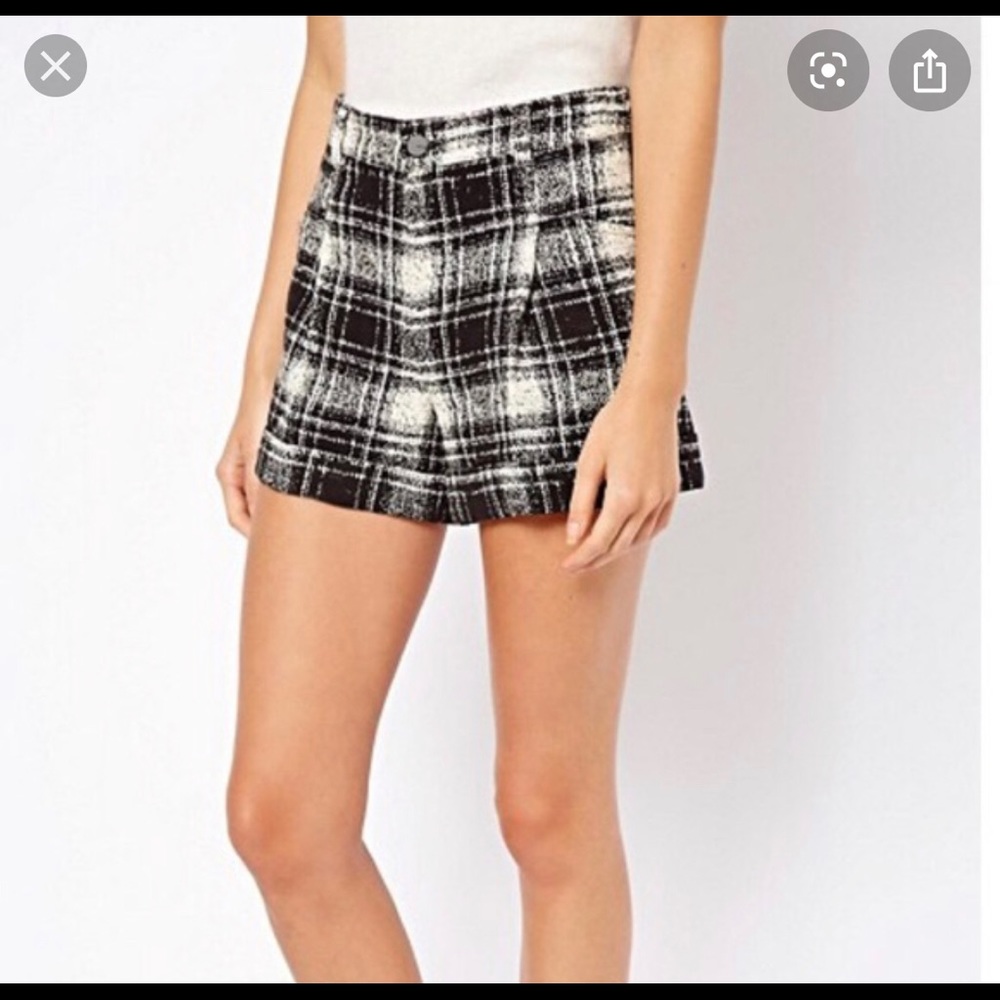 MNG Mango Plaid High Rise Tweed Mini Shorts